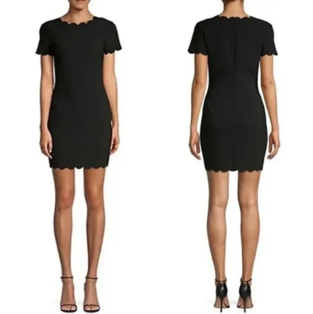 Likely Scalloped Edge Bodycon Little Black Dress Size 12 - Picture 2 of 7